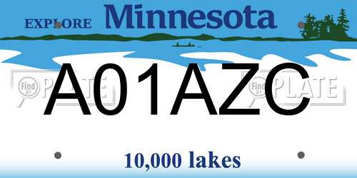 A01AZC Minnesota License Plate