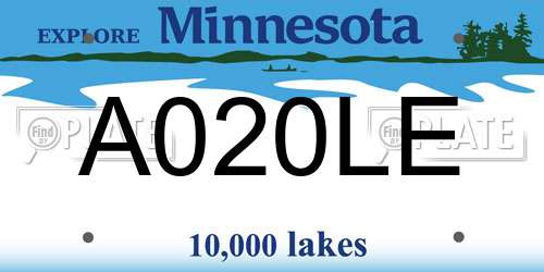 A020LE Minnesota License Plate