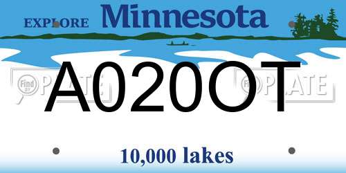 A020OT Minnesota License Plate