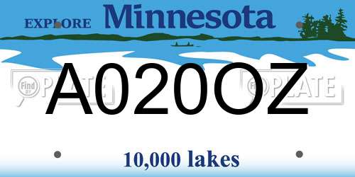 A020OZ Minnesota License Plate