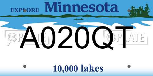 A020QT Minnesota License Plate