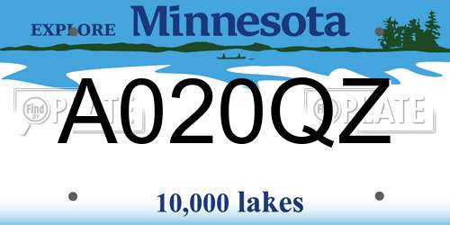 A020QZ Minnesota License Plate
