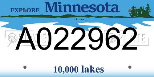 A022962 Minnesota License Plate