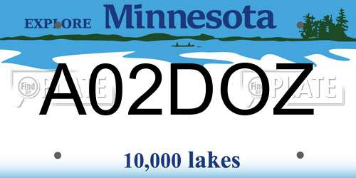 A02DOZ Minnesota License Plate