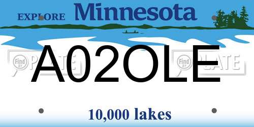 A02OLE Minnesota License Plate