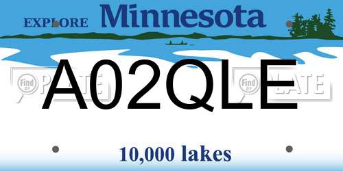 A02QLE Minnesota License Plate