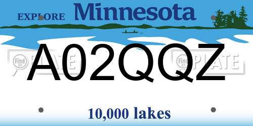 A02QQZ Minnesota License Plate