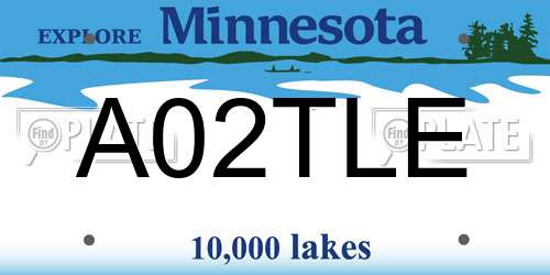 A02TLE Minnesota License Plate
