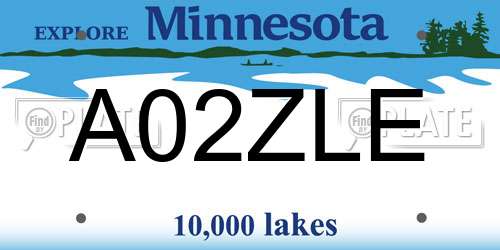 A02ZLE Minnesota License Plate