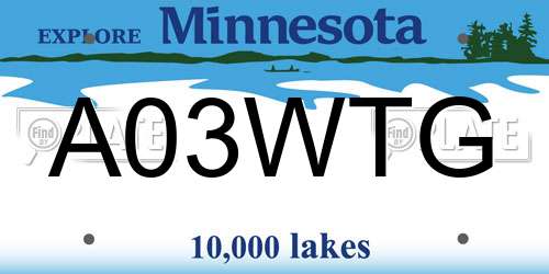 A03WTG Minnesota License Plate