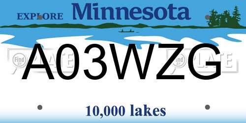 A03WZG Minnesota License Plate