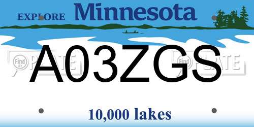 A03ZGS Minnesota License Plate