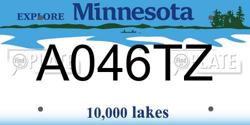 A046TZ Minnesota License Plate