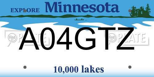 A04GTZ Minnesota License Plate