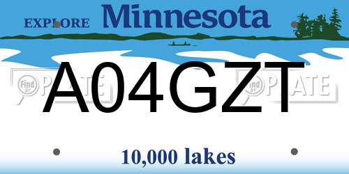 A04GZT Minnesota License Plate