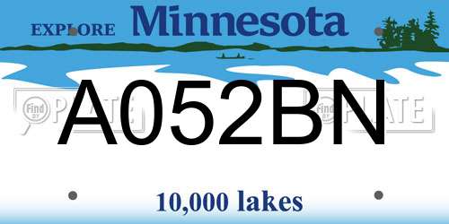 A052BN Minnesota License Plate