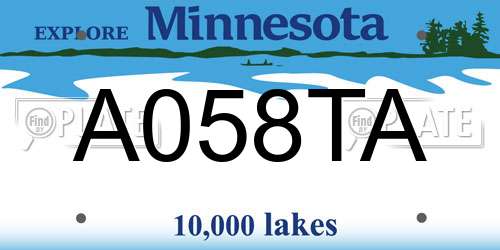 A058TA Minnesota License Plate