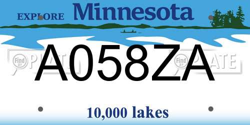 A058ZA Minnesota License Plate