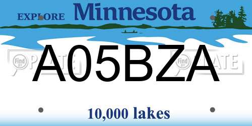 A05BZA Minnesota License Plate