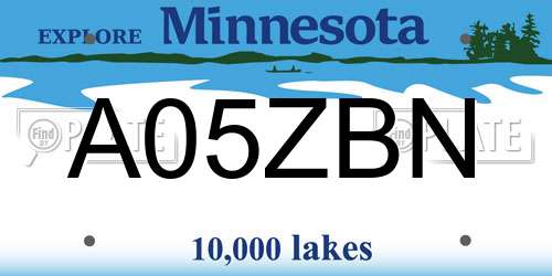 A05ZBN Minnesota License Plate