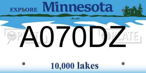 A070DZ Minnesota License Plate
