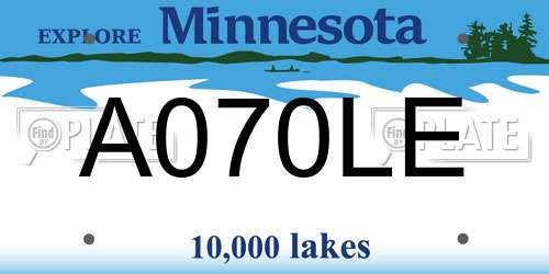 A070LE Minnesota License Plate