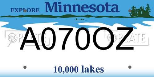 A070OZ Minnesota License Plate