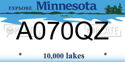 A070QZ Minnesota License Plate