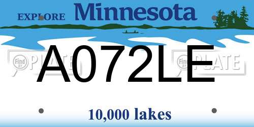 A072LE Minnesota License Plate