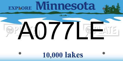 A077LE Minnesota License Plate