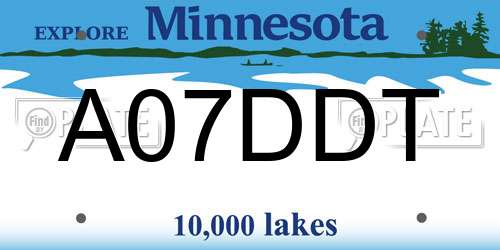 A07DDT Minnesota License Plate