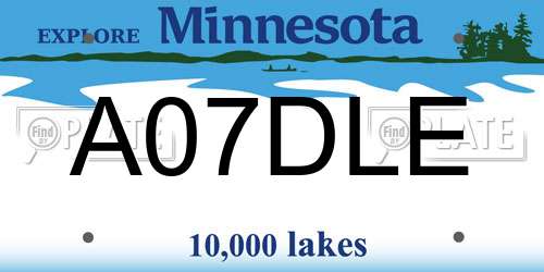 A07DLE Minnesota License Plate