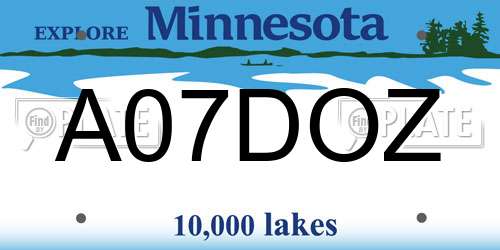 A07DOZ Minnesota License Plate