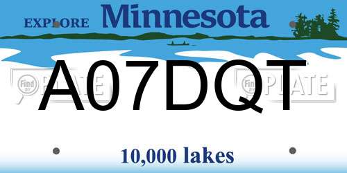 A07DQT Minnesota License Plate