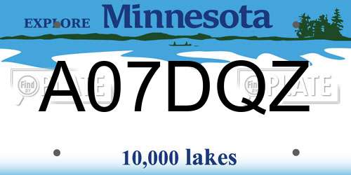 A07DQZ Minnesota License Plate