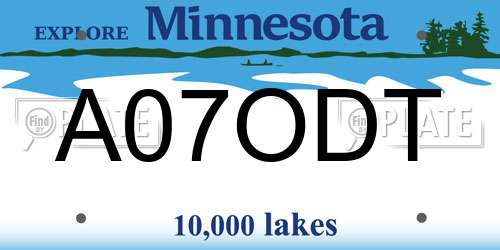 A07ODT Minnesota License Plate