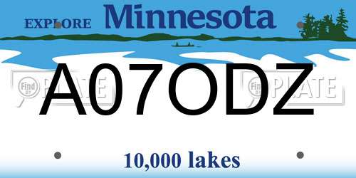 A07ODZ Minnesota License Plate