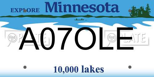 A07OLE Minnesota License Plate