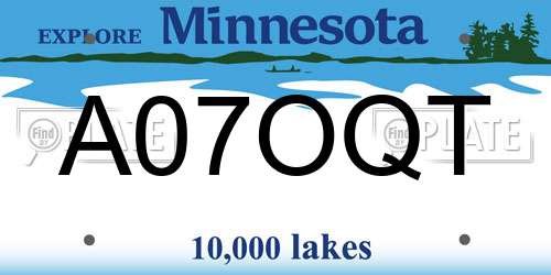A07OQT Minnesota License Plate