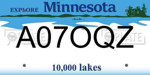 A07OQZ Minnesota License Plate