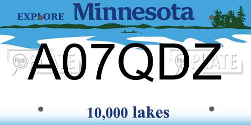 A07QDZ Minnesota License Plate