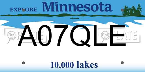 A07QLE Minnesota License Plate