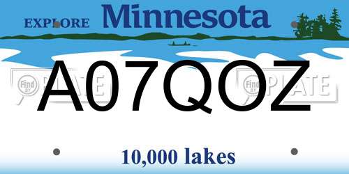 A07QOZ Minnesota License Plate