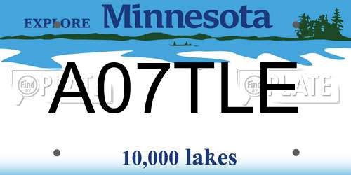 A07TLE Minnesota License Plate