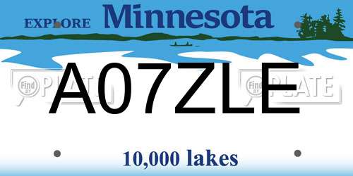 A07ZLE Minnesota License Plate