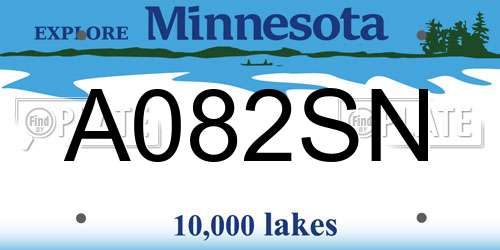 A082SN Minnesota License Plate