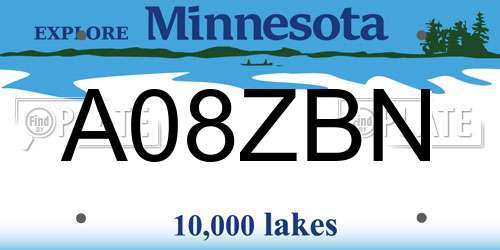 A08ZBN Minnesota License Plate