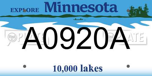 A0920A Minnesota License Plate