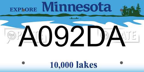 A092DA Minnesota License Plate