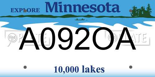 A092OA Minnesota License Plate